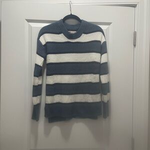 SO Navy and White Striped Crewneck Sweater